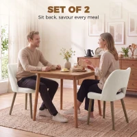 HOMCOM Dining Chairs Set Upholstered Kitchen Chenille Tool Free Assembly Rubberwood Legs, Cream White(m-4)