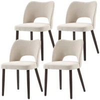 HOMCOM Dining Chairs Set Upholstered Kitchen Chenille Tool Free Assembly Rubberwood Legs, Cream White(m-2)