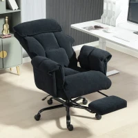 HOMCOM Executive Office Chair, Reclining Computer Chair with Footrest, High Back, Headrest, Adjustable Height, Black(m-10)