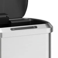HOMCOM Automatic Trash Can, 13.2Gal / 50L Touchless Garbage Can with Soft-Close Lid, Stay Open, Stainless Steel, Silver(m-11)