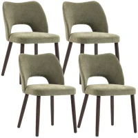 HOMCOM Dining Chairs Set Upholstered Kitchen Chenille Tool Free Assembly Rubberwood Legs, Green(m-13)