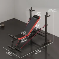 Soozier 924LBS Adjustable Weight Bench with Bench Press Rack, Dip Station, Flat & Incline Design for Home Gym Strength Training(m-3)