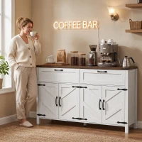 HOMCOM Sideboard Buffet Cabinet with Storage, 55" Large Farmhouse Kitchen Storage Cabinet with 2 Drawers and 4 Doors(m-11)