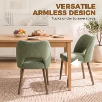 HOMCOM Dining Chairs Set Upholstered Kitchen Chenille Tool Free Assembly Rubberwood Legs, Green(m-7)