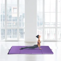 Soozier 4'x8'x2' Folding Gymnastics Tumbling Mat, Exercise Mat with Carrying Handles for Yoga, MMA, Martial Arts, Purple(m-8)