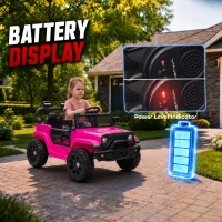 Qaba 12V Electric Car for Kids with Remote, Dual Motors, Rear Suspension, Soft Start, Music, Lights for 3-8 Years, Pink(m-5)