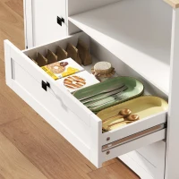 HOMCOM Kitchen Pantry Cabinet, 64" Tall Kitchen Hutch with 3 Cabinets, 2 Drawers, Adjustable Shelves, Microwave Stand, White(m-8)