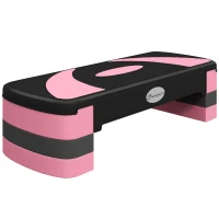 Soozier Adjustable Aerobic Stepper, 31.5" Wide Exercise Step Platform, Step Exercise Trainer, Workout Fitness Yoga Risers, 4"-6"-8", Pink(m-13)