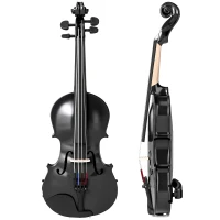 HOMCOM 4/4 Full Size Violin, Wood Acoustic Violin Set for Beginners, Adults, with Case, Rosin, Shoulder Rest, Black(m-2)