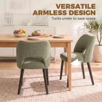 HOMCOM Dining Chairs Set Upholstered Kitchen Chenille Tool Free Assembly Rubberwood Legs, Green(m-7)