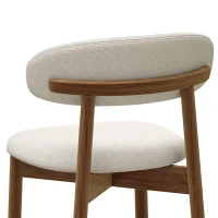 HOMCOM Bar Stools Mid-Century Curved Back Counter Height Stools Set of 2, Cream White(m-10)