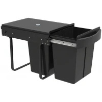 HOMCOM Pull Out Trash Can Under Cabinet, 10.6 Gallon (40L) Slide Out Garbage Can with 2 Removable Compartments, Black(m-9)