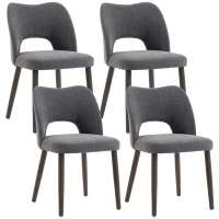 HOMCOM Dining Chairs Set Upholstered Kitchen Chenille Tool Free Assembly Rubberwood Legs, Dark Grey(m-13)