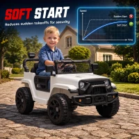 Qaba 12V Electric Car for Kids with Remote, Dual Motors, Rear Suspension, Soft Start, Music, Lights for 3-8 Years, White(m-7)