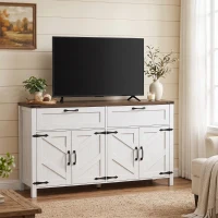 HOMCOM Sideboard Buffet Cabinet with Storage, 55" Large Farmhouse Kitchen Storage Cabinet with 2 Drawers and 4 Doors(m-10)