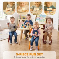 Qaba Kids Table and 4 Chairs Set for Art, Craft, Drawing and Snack Time, Playroom, Classroom, Nursery, Boys Girls 3-8, Yellow(m-4)