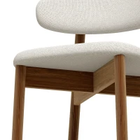 HOMCOM Bar Stools Mid-Century Curved Back Counter Height Stools Set of 2, Cream White(m-11)
