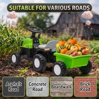 Qaba 2 in 1 Kids Ride On Tractor, 6V Electric Vehicle with Detachable Trailer, Music, Horn, Lights for Ages 1-3 Years, Green(m-7)