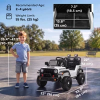 Qaba 12V Ride on Truck Car with Remote, Soft Start, 4-Wheel Suspension, Safety Belt, Lights, USB Music for Ages 2-4, White(m-3)