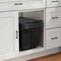 HOMCOM Pull Out Trash Can Under Cabinet, 10.6 Gallon (40L) Slide Out Garbage Can with 2 Removable Compartments, Black(m-8)