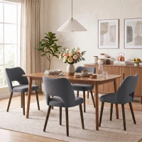 HOMCOM Dining Chairs Set Upholstered Kitchen Chenille Tool Free Assembly Rubberwood Legs, Dark Grey(m-1)