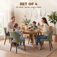 HOMCOM Dining Chairs Set Upholstered Kitchen Chenille Tool Free Assembly Rubberwood Legs, Green(m-4)