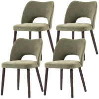 HOMCOM Dining Chairs Set Upholstered Kitchen Chenille Tool Free Assembly Rubberwood Legs, Green(m-2)