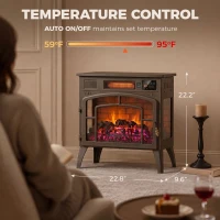HOMCOM 3-Sided Glass WiFi Electric Fire Heater, Smart Electric Fireplace Stove, Brown(m-3)