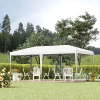 Outsunny 10' x 20' Pop Up Canopy Tent, Heavy Duty Tents for Parties, Outdoor Instant Gazebo Sun Shade Shelter with Carry Bag, for Catering, Events, Wedding, Backyard BBQ, White(m-10)