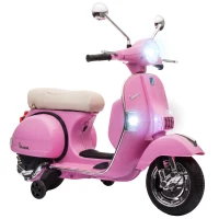 Qaba 12V Kid Motorcycle, Electric Motorbike with Training Wheels, Rear Suspension, Steering Limitation for 3-6 Years, Pink(m-11)