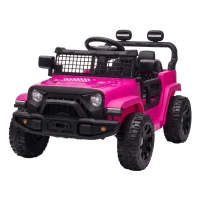 Qaba 12V Electric Car for Kids with Remote, Dual Motors, Rear Suspension, Soft Start, Music, Lights for 3-8 Years, Pink(m-2)