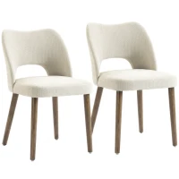 HOMCOM Dining Chairs Set Upholstered Kitchen Chenille Tool Free Assembly Rubberwood Legs, Cream White(m-11)
