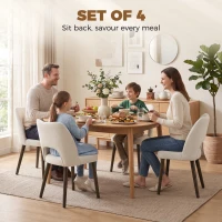 HOMCOM Dining Chairs Set Upholstered Kitchen Chenille Tool Free Assembly Rubberwood Legs, Cream White(m-4)