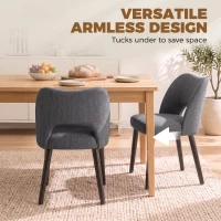 HOMCOM Dining Chairs Set Upholstered Kitchen Chenille Tool Free Assembly Rubberwood Legs, Dark Grey(m-7)