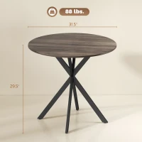 HOMCOM 31.5" Small Round Dining Table for 2, Industrial Kitchen Table with Cross Steel Legs for Dining Room, Distressed Brown(m-3)