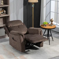 HOMCOM Manual Recliner Chair with Vibration Massage, Reclining Chair for Living Room with Side Pockets, Brown(m-10)