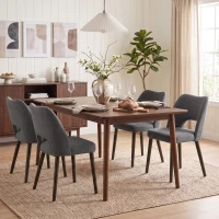 HOMCOM Dining Chairs Set Upholstered Kitchen Chenille Tool Free Assembly Rubberwood Legs, Dark Grey(m-8)