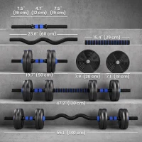 Soozier Adjustable Dumbbell Set, 4 in 1 Weights Dumbbells Set for Home Gym, 33lb Free Weights with Connector and Non-Slip Grip(m-3)