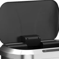 HOMCOM Automatic Trash Can, 13.2Gal / 50L Touchless Garbage Can with Soft-Close Lid, Stay Open, Stainless Steel, Silver(m-12)