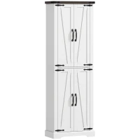 HOMCOM 72" Tall Pantry Cabinet, Farmhouse Freestanding Kitchen Storage Cabinet with Adjustable Shelves for Dining Room, White(m-1)