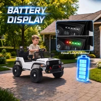 Qaba 12V Ride on Truck Car with Remote, Soft Start, 4-Wheel Suspension, Safety Belt, Lights, USB Music for Ages 2-4, White(m-5)