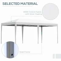 Outsunny 10' x 20' Pop Up Canopy Tent, Heavy Duty Tents for Parties, Outdoor Instant Gazebo Sun Shade Shelter with Carry Bag, for Catering, Events, Wedding, Backyard BBQ, White(m-5)