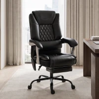 HOMCOM 400lbs Massage Office Chair with Heat, Big and Tall Desk Chair, Lumbar Support, Reclining, Footrest, Black(m-10)