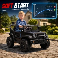 Qaba 12V Electric Car for Kids with Remote, Dual Motors, Rear Suspension, Soft Start, Music, Lights for 3-8 Years, Black(m-7)