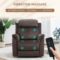 HOMCOM Manual Recliner Chair with Vibration Massage, Reclining Chair for Living Room with Side Pockets, Brown(m-4)