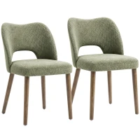 HOMCOM Dining Chairs Set Upholstered Kitchen Chenille Tool Free Assembly Rubberwood Legs, Green(m-11)