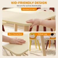 Qaba Kids Table and 4 Chairs Set for Art, Craft, Drawing and Snack Time, Playroom, Classroom, Nursery, Boys Girls 3-8, Yellow(m-7)