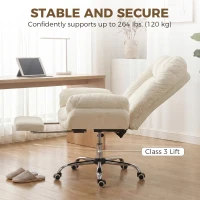HOMCOM Criss Cross Chair with Wheels, Waterfall Armrests, Overstuffed Wide Office Chair with Footrest, Beige(m-8)