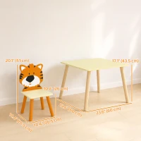 Qaba Kids Table and 4 Chairs Set for Art, Craft, Drawing and Snack Time, Playroom, Classroom, Nursery, Boys Girls 3-8, Yellow(m-3)