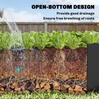 Outsunny Galvanized Raised Garden Bed with Trellis for Climbing Plants, Outdoor Planter Box with Open Bottom, Black(m-6)